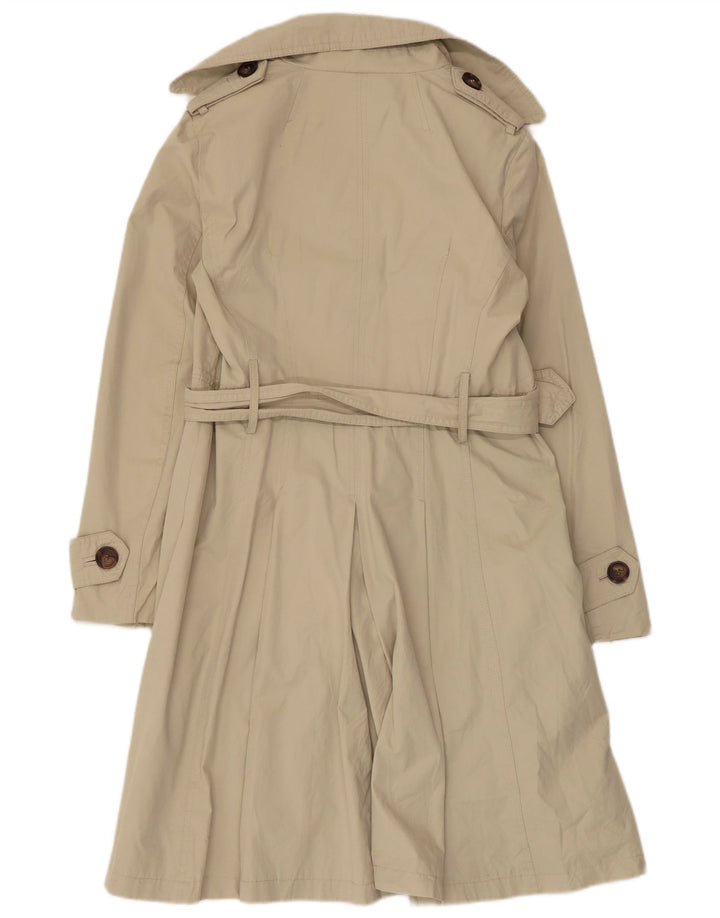 Zara Mujer Gabardina De Doble Botonadura UK 44 Grande Poliéster Beige