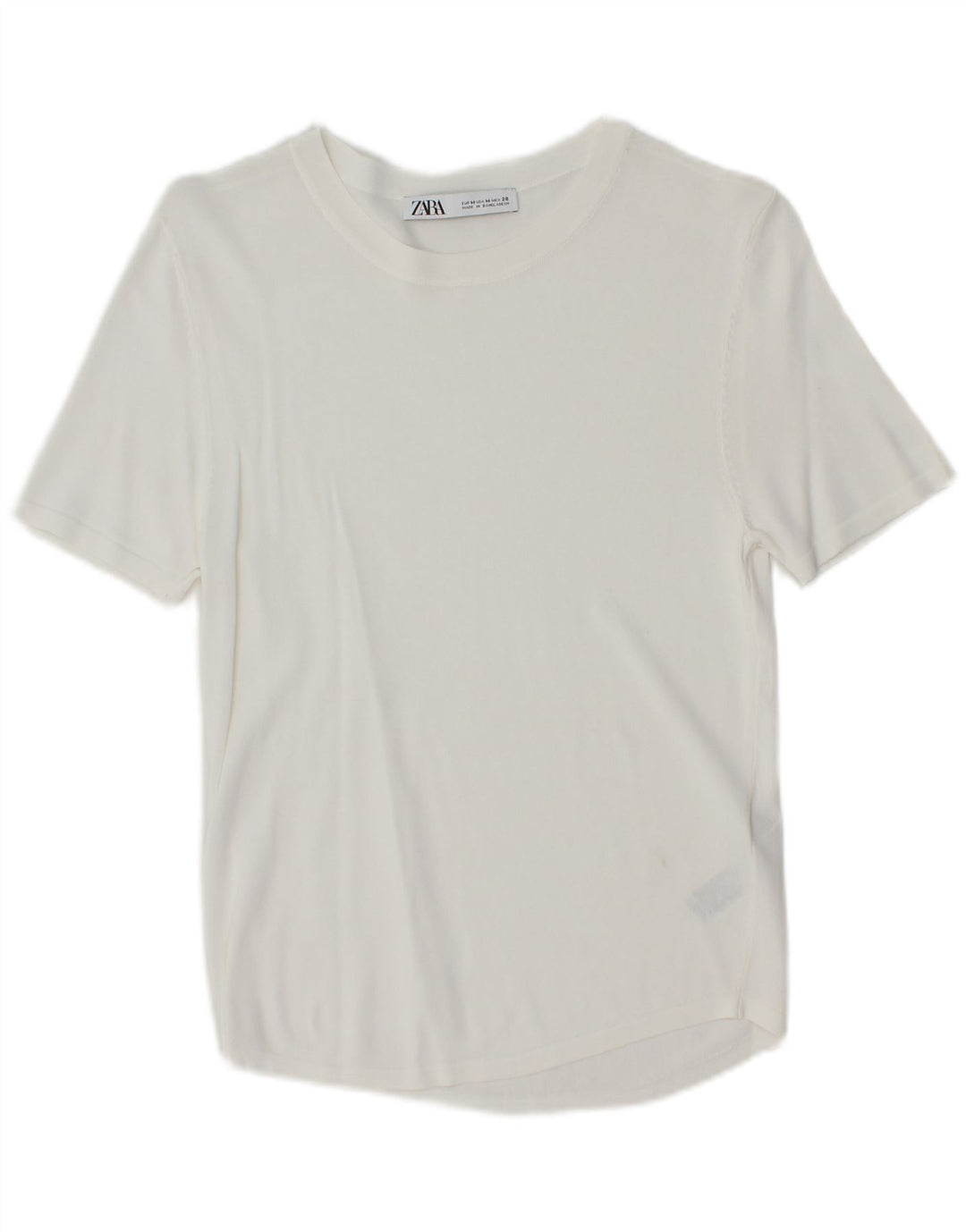 ZARA Camiseta Mujer Top UK 40 Medium Viscosa Blanca