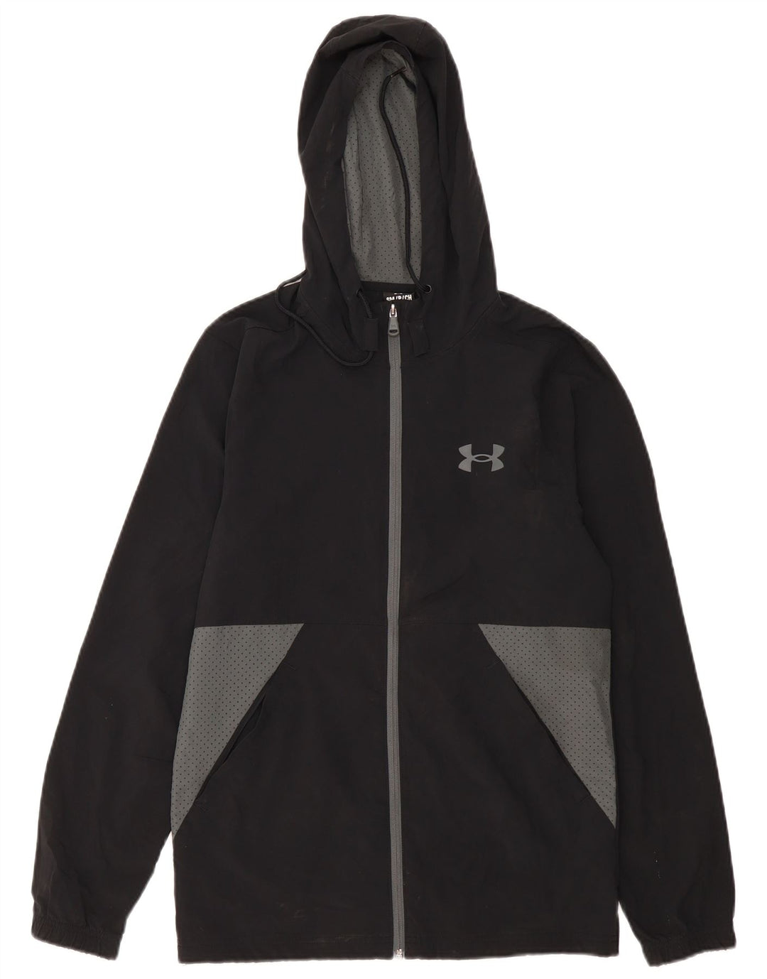 Under Armour Chaqueta impermeable con capucha para hombre UK 36 Small Black Colourblock