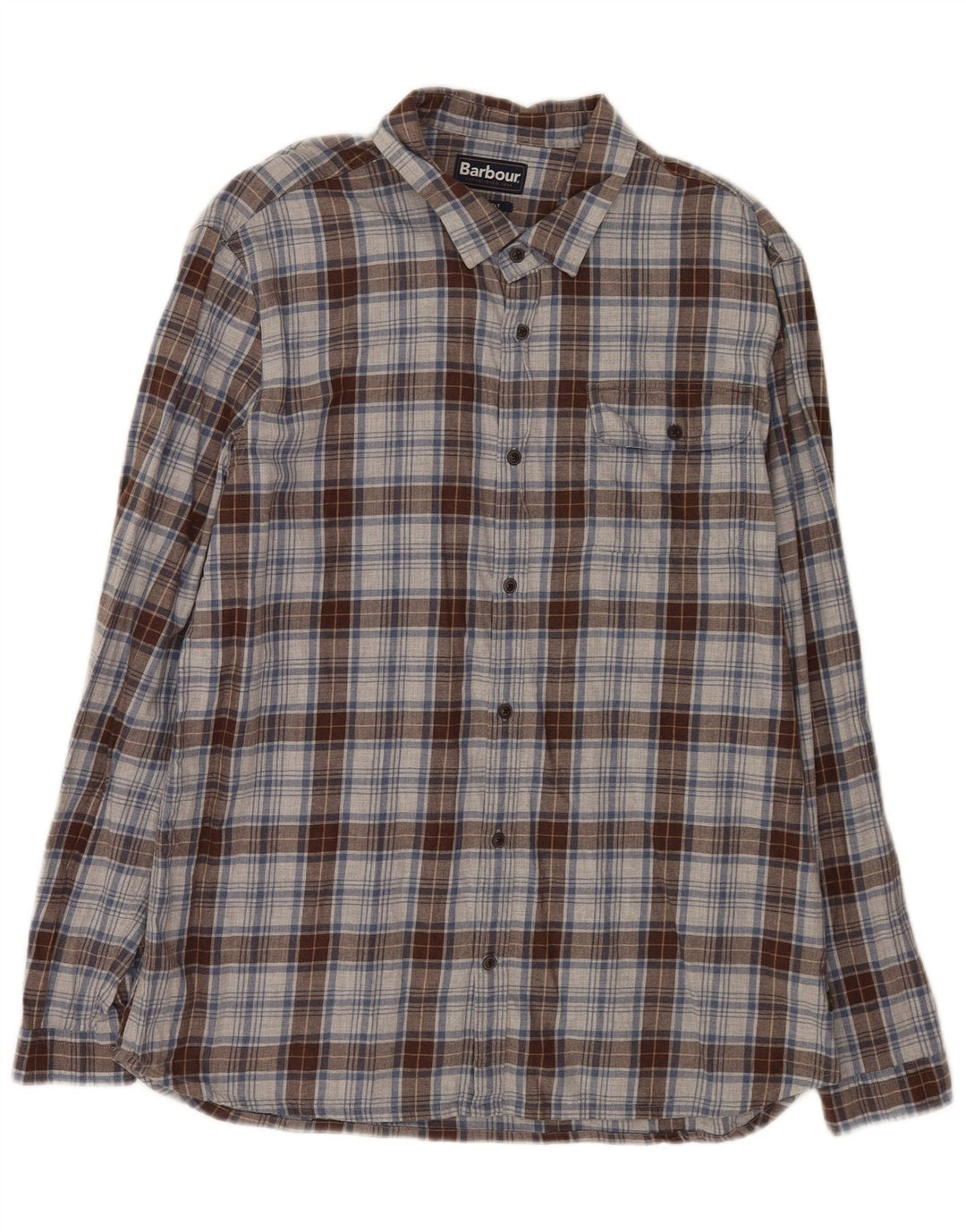 Barbour Camisa De Franela De Corte Entallado Para Hombre XL Algodón A Cuadros Gris