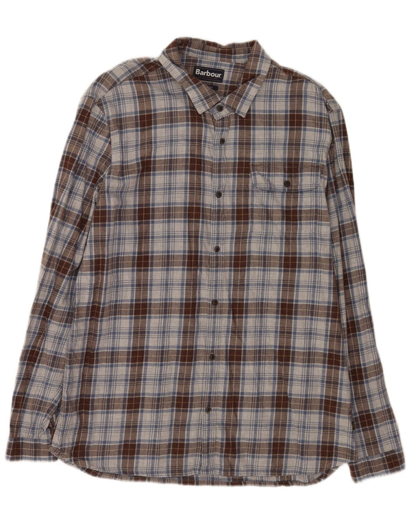 Barbour Camisa De Franela De Corte Entallado Para Hombre XL Algodón A Cuadros Gris