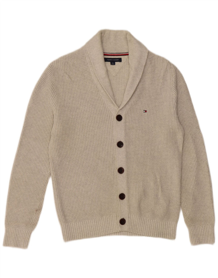 TOMMY HILFIGER Suéter tipo cárdigan para hombre pequeño gris algodón