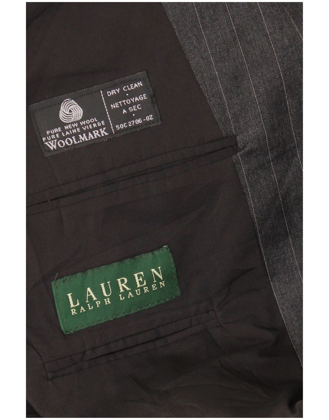 Ralph Lauren Chaqueta tipo blazer de 2 botones para hombre UK 42 XL Lana gris a rayas