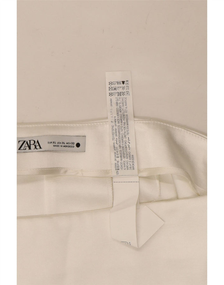 ZARA Womens High Waist Midi Skirt XL W32 White Polyester