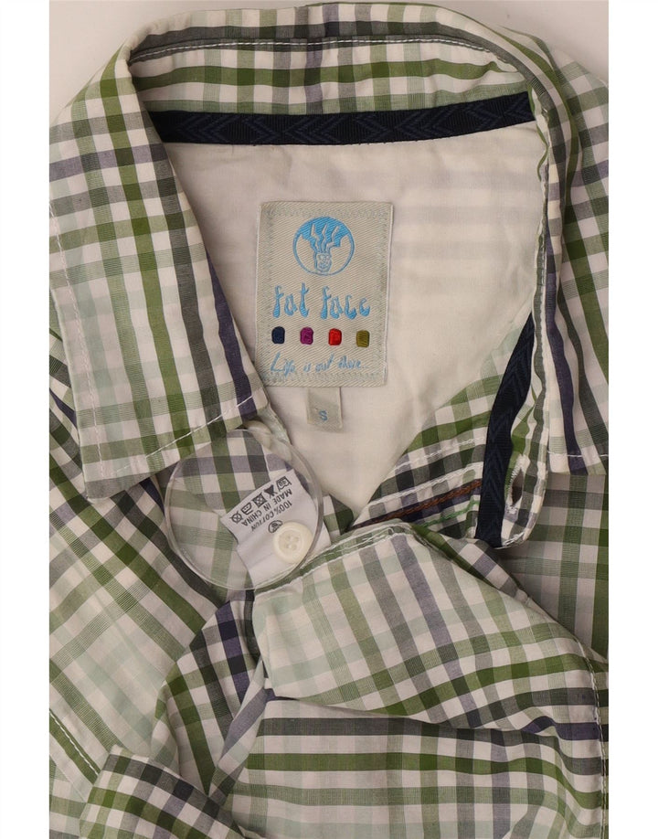 Camisa de manga corta para hombre Fat Face Small de algodón a cuadros verde