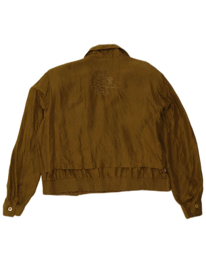 Vintage mujeres de gran tamaño chaqueta bomber de doble pecho Reino Unido 10 pequeño caqui