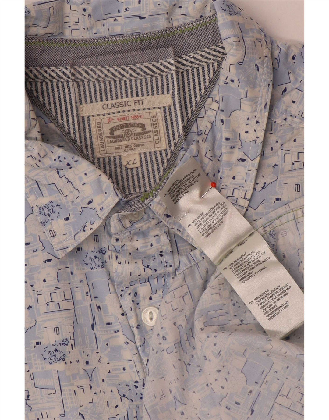 Camisa de corte clásico con estampado abstracto para hombre de White Stuff XL Algodón azul