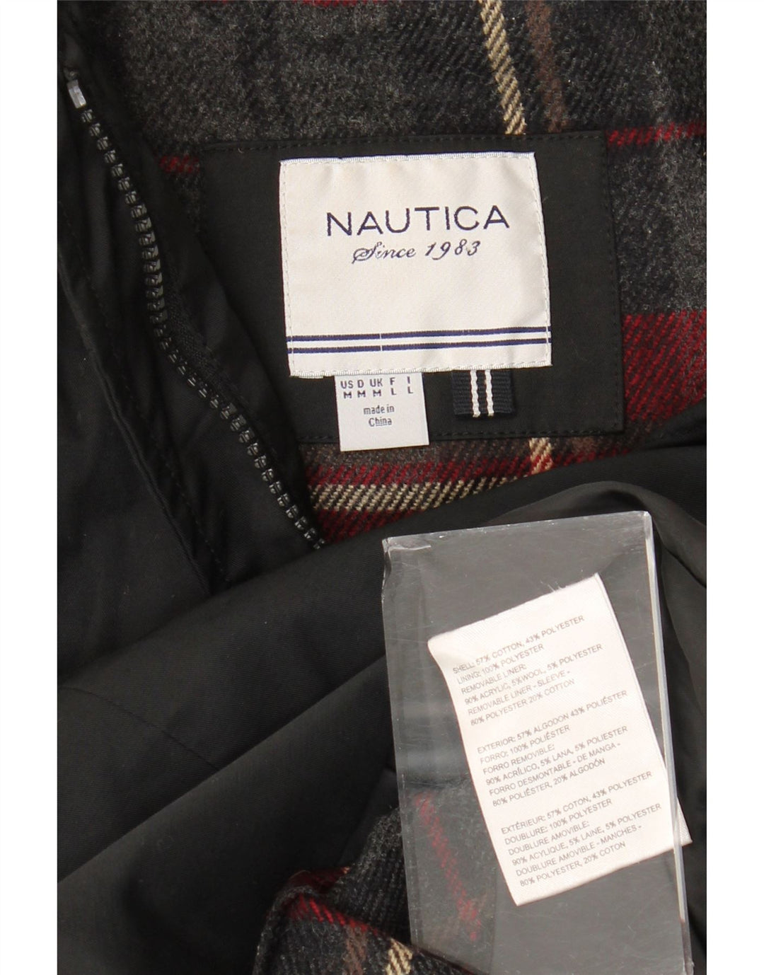 Nautica Trenca para Mujer UK 40 Mediano Algodón Negro