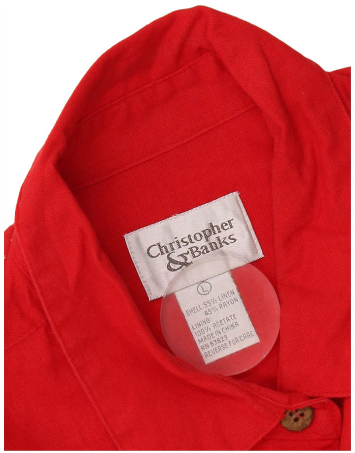 Cristopher & Banks Chaqueta Bomber para Mujer Reino Unido 16 Grande Lino Rojo