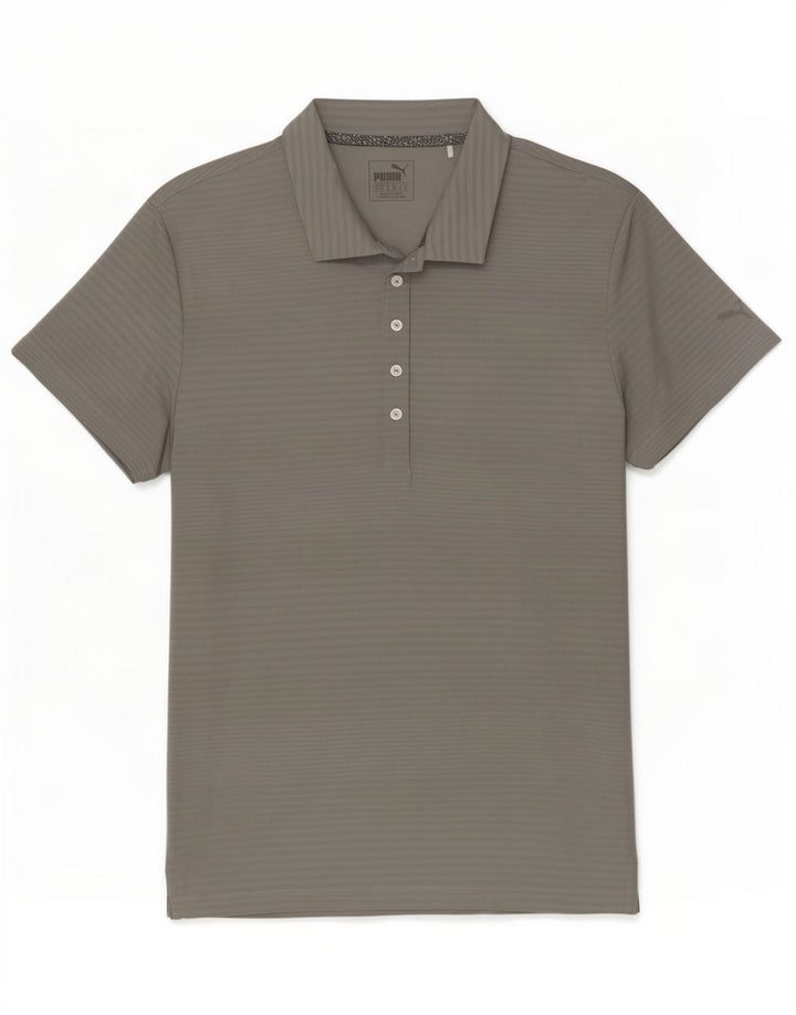 Puma Polo para mujer UK 40 Grande Gris Pinstripe Poliéster