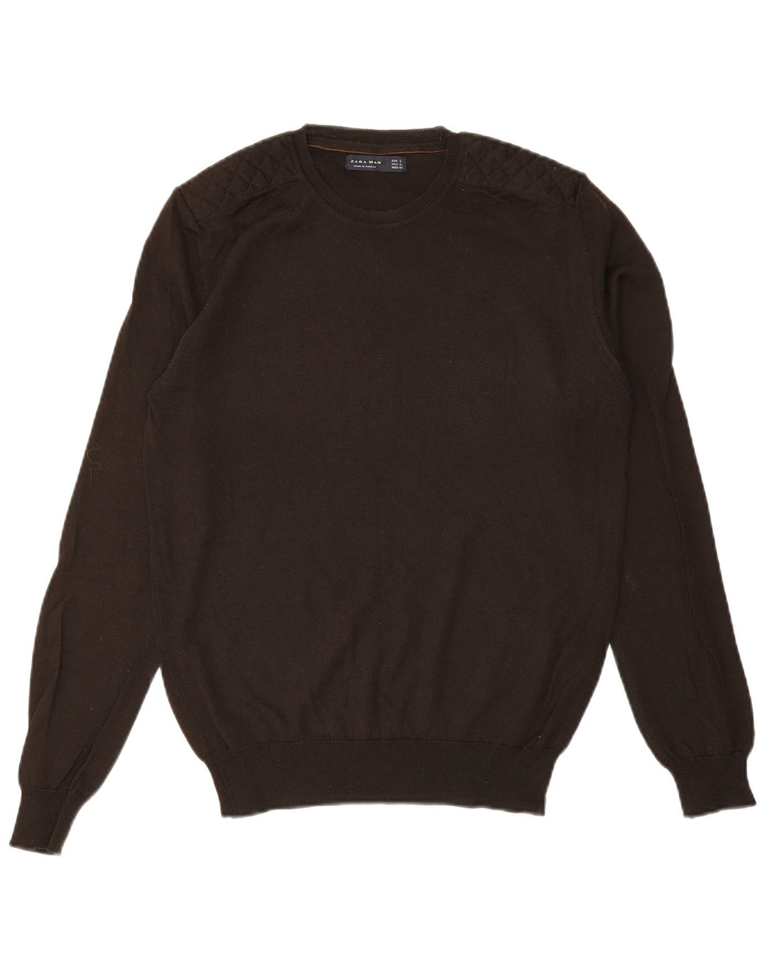 ZARA Hombre Jersey De Cuello Redondo Jersey Grande Acrílico Marrón