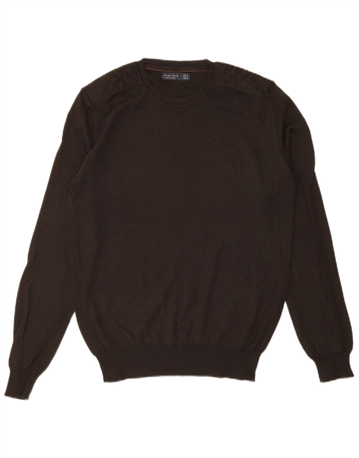 ZARA Hombre Jersey De Cuello Redondo Jersey Grande Acrílico Marrón