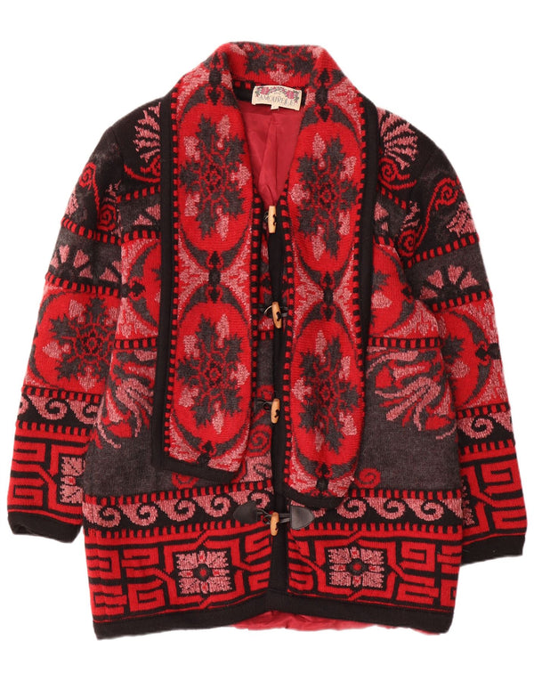 Amourelle Trenca de punto para mujer Reino Unido 40 Grande Rojo Fair Isle Acrílico