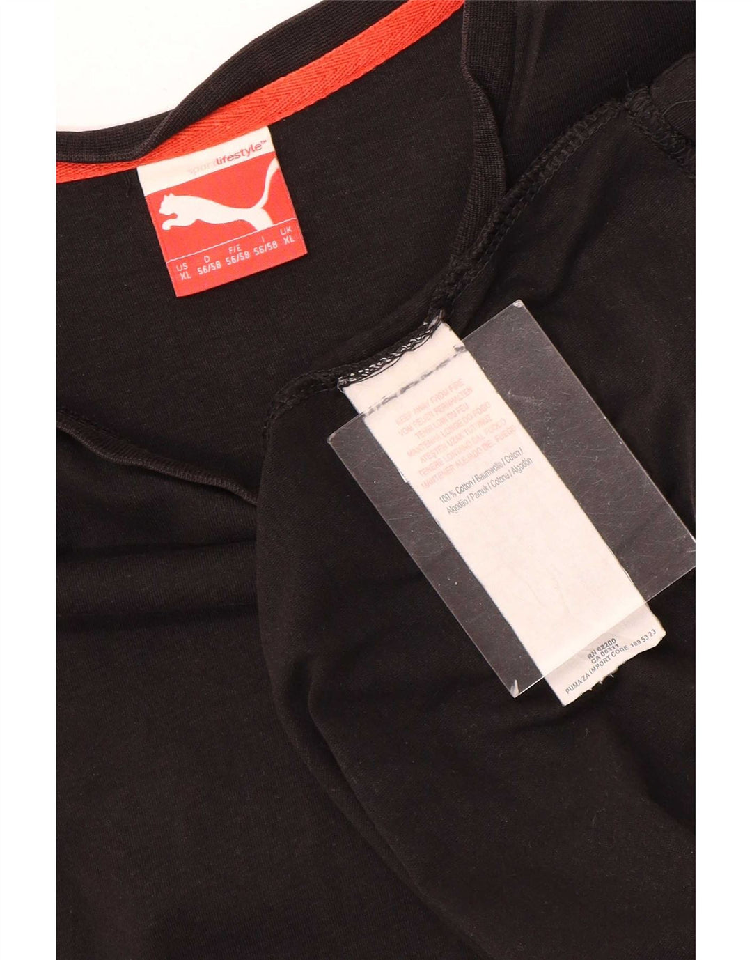 Puma Camiseta Hombre Top XL Algodón Negro
