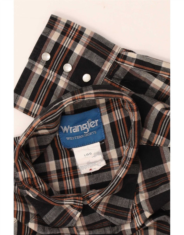 Wrangler Camisa de franela para hombre con cuadros negros grandes