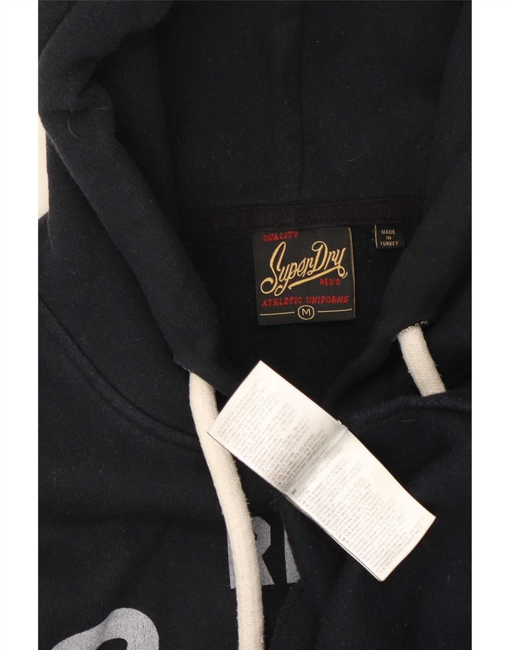 Superdry Jersey con capucha gráfica de algodón negro mediano para hombre