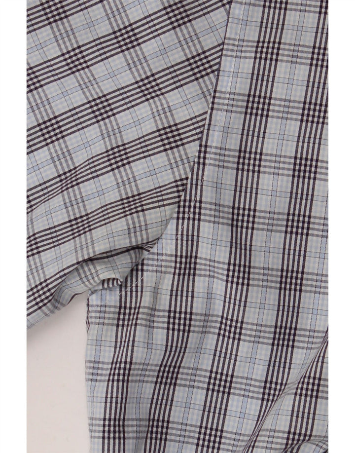 BEN SHERMAN Camisa de manga corta para hombre a cuadros azules grandes