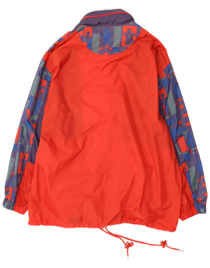 Vintage hombres con capucha chaqueta de lluvia Reino Unido 40 grande multicolor geométrico