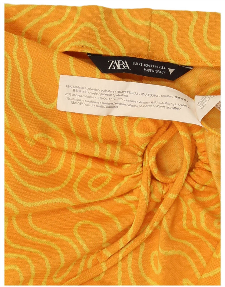 Zara Mujer Falda Midi XS W26 Poliéster Geométrico Amarillo
