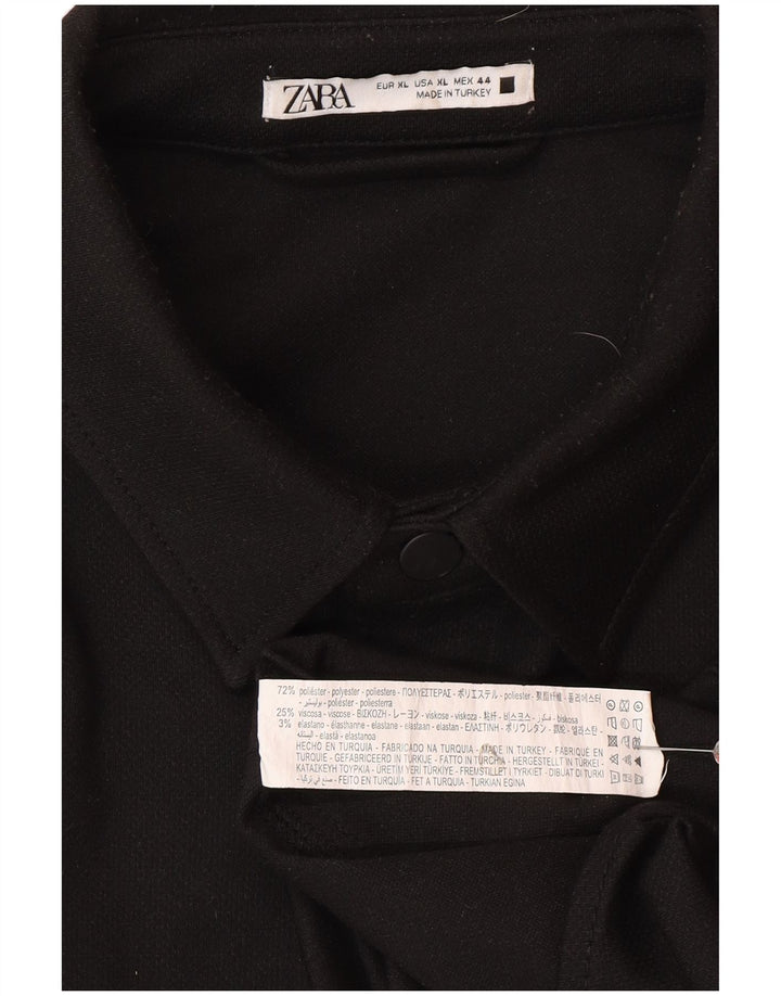 Zara Hombre Camisa Sobrecamisa XL Negro Poliéster