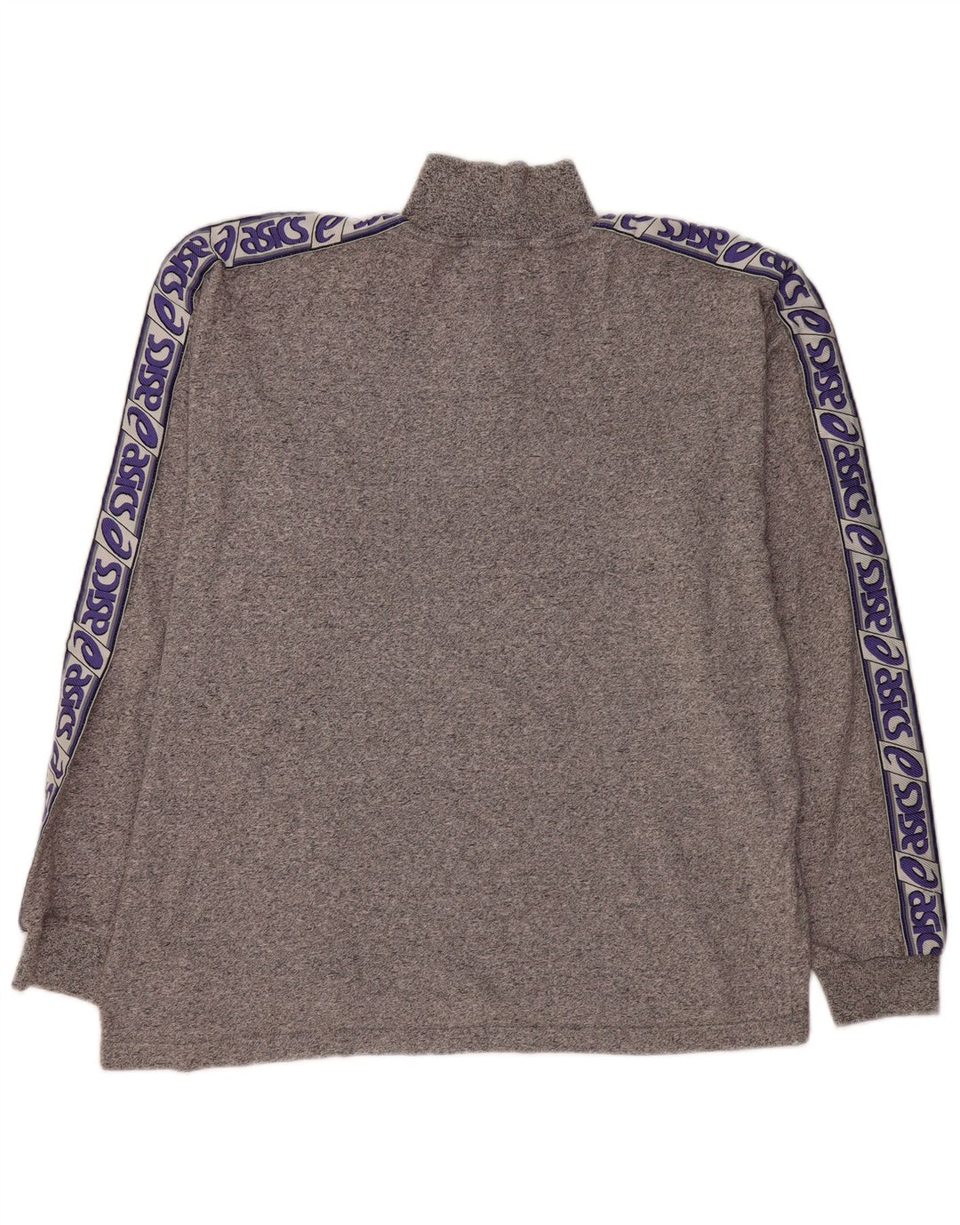 ASICS Top gráfico con cremallera y cuello para hombre, manga larga, 2XL, gris