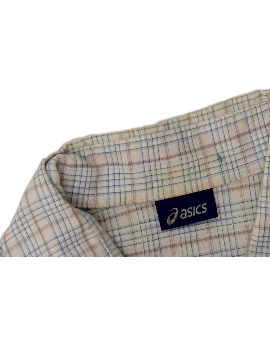 ASICS Camisa de manga corta para hombre 2XL Algodón a cuadros azules