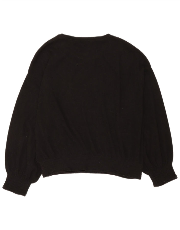 Zara - Jersey con cuello barco para mujer, talla 40, talla grande, poliéster negro