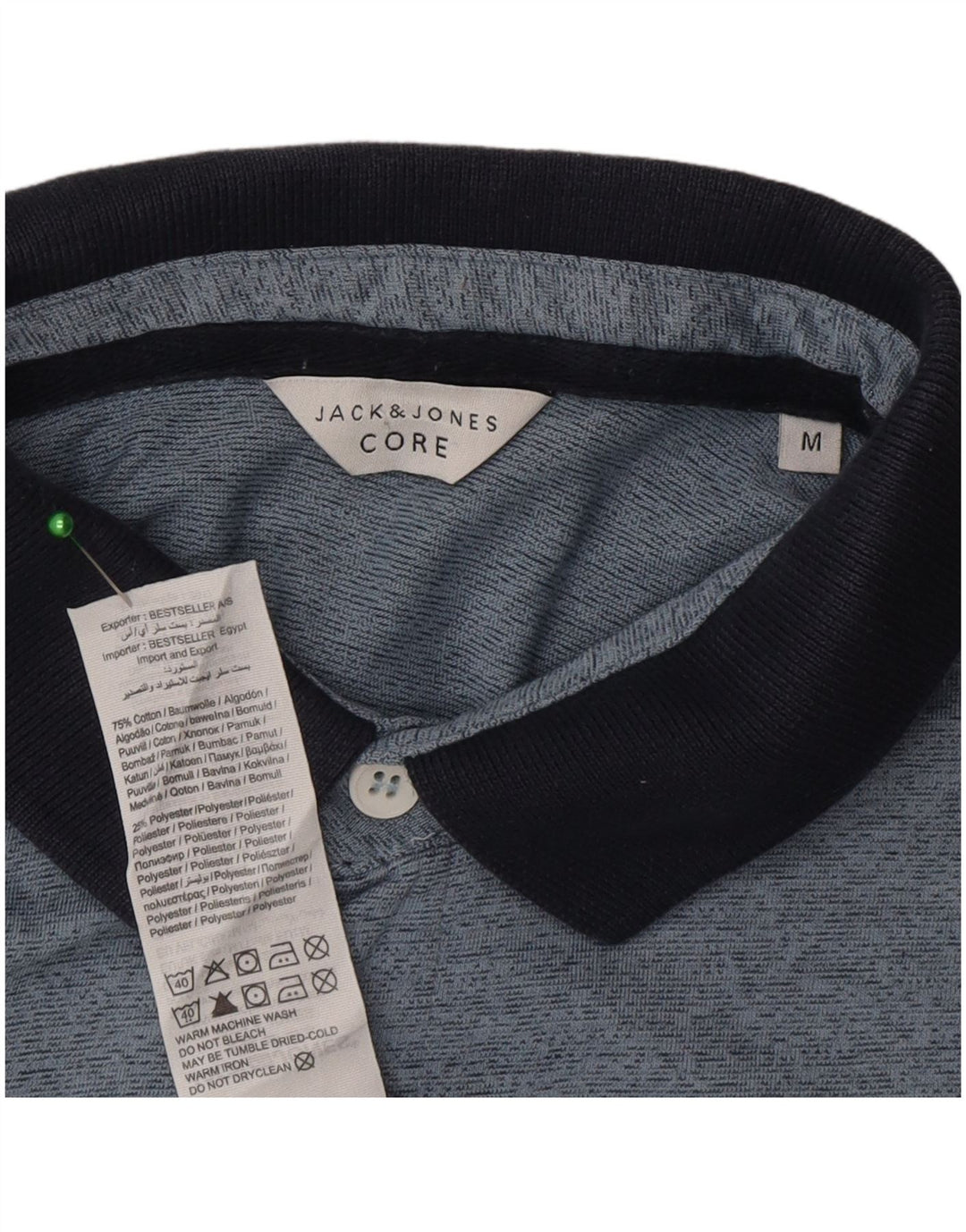 Jack & Jones Polo De Manga Corta Regular Fit Para Hombre Azul Medio Moteado
