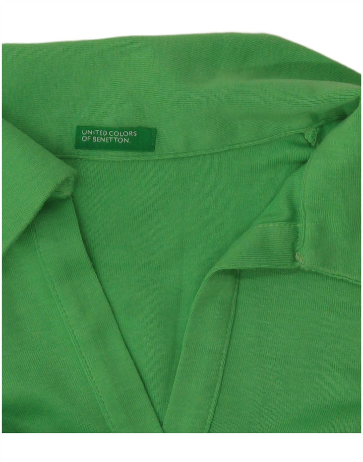 Benetton Polo De Manga Larga Para Mujer ES 40 Small Verde