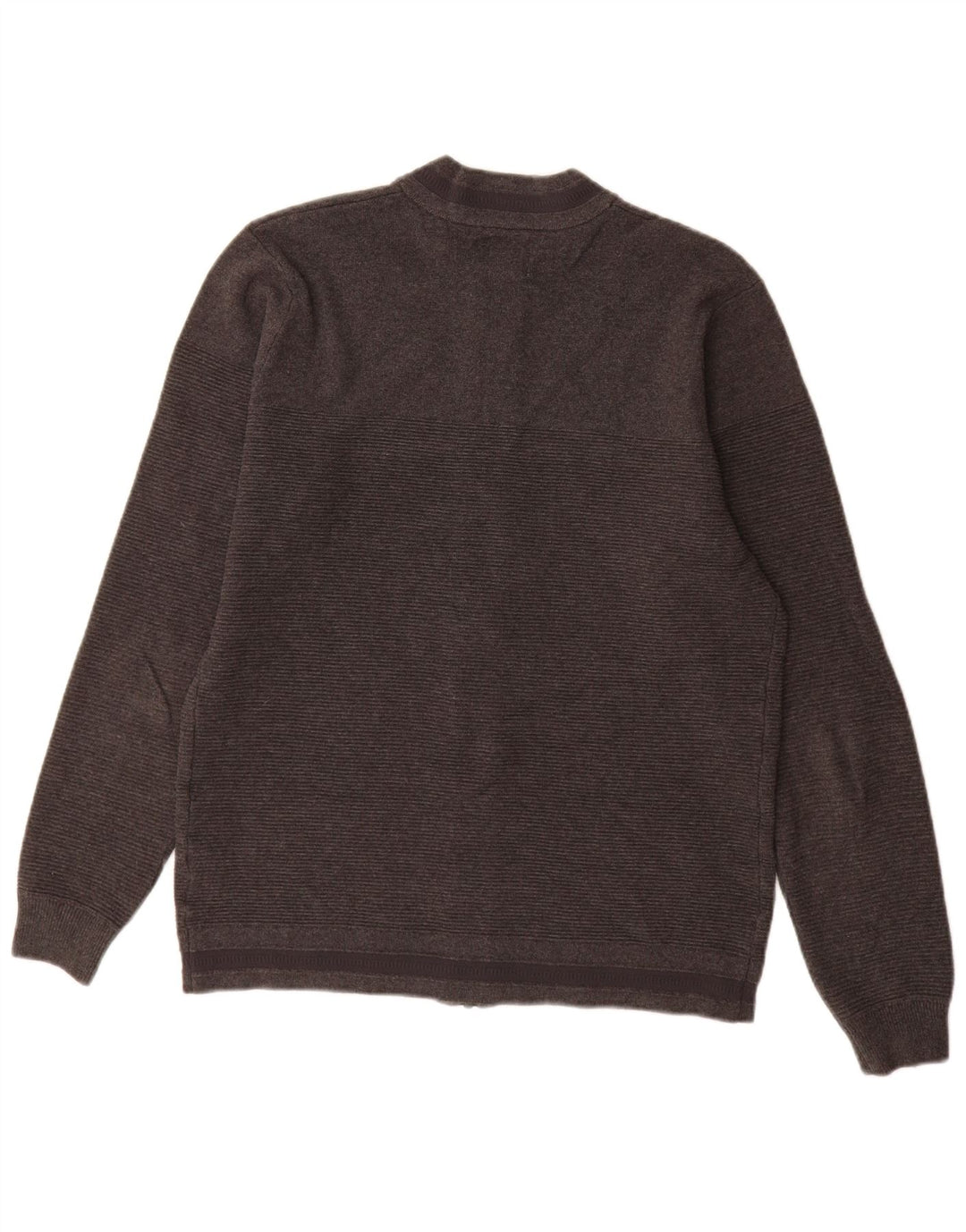Zara Hombre Jersey Cárdigan Con Cremallera Completa Algodón Gris Medio