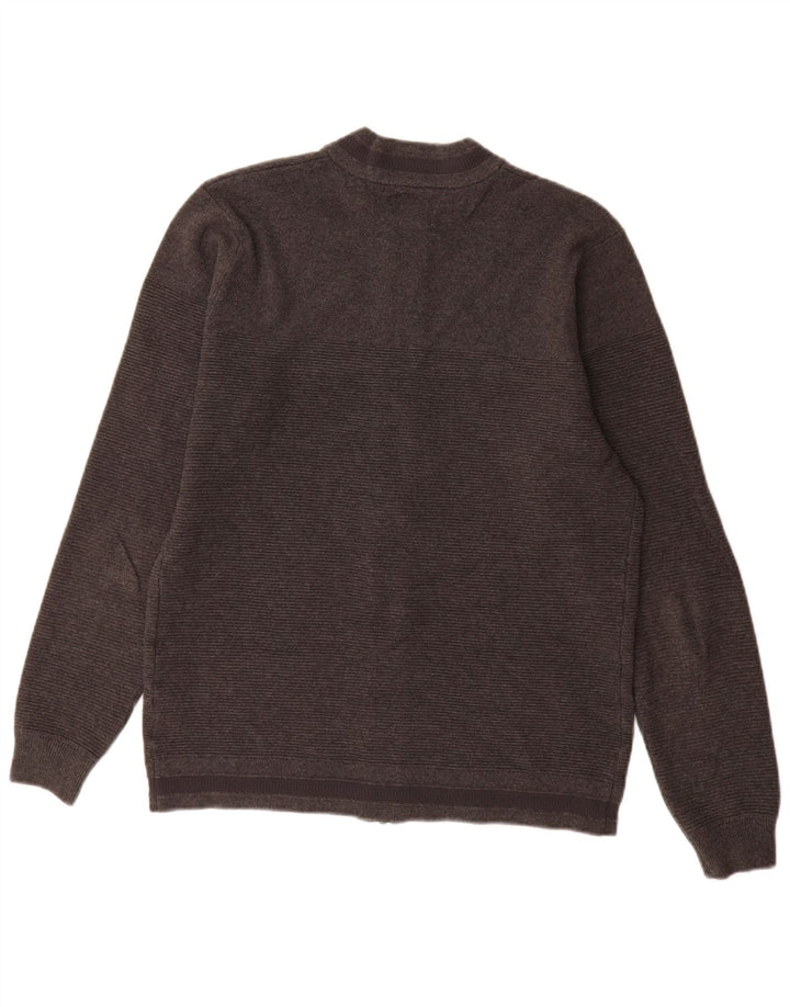 Zara Hombre Jersey Cárdigan Con Cremallera Completa Algodón Gris Medio