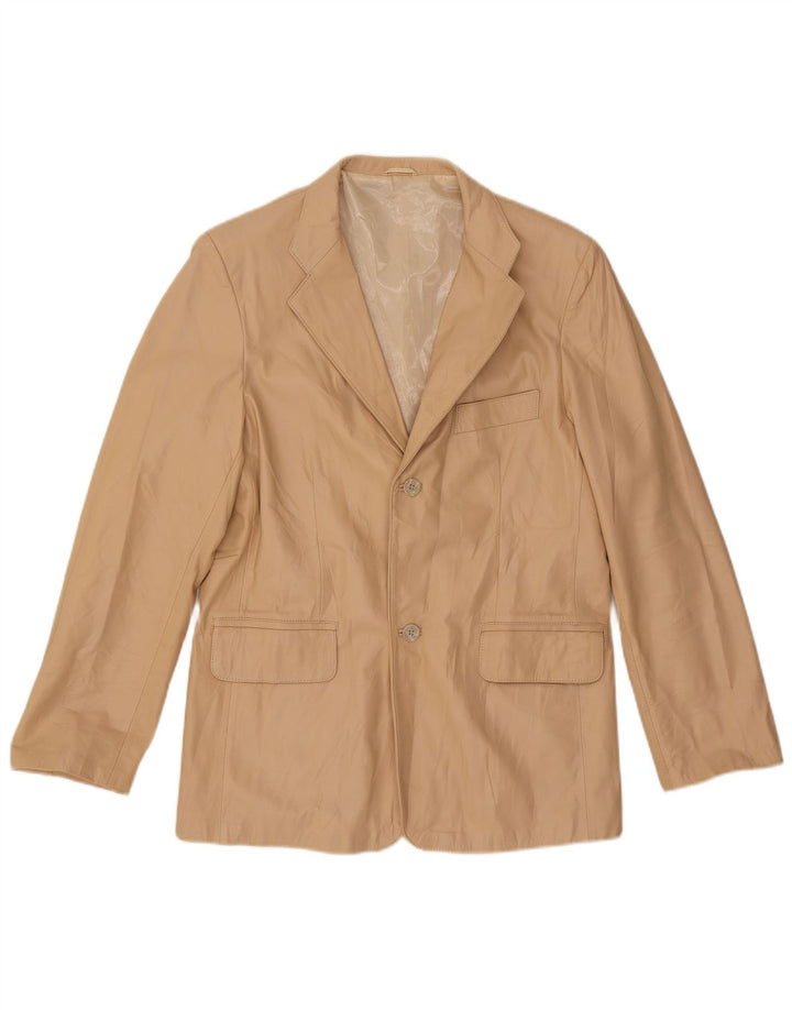Vintage mujer 2 botones Blazer chaqueta Reino Unido 14 Medio Beige