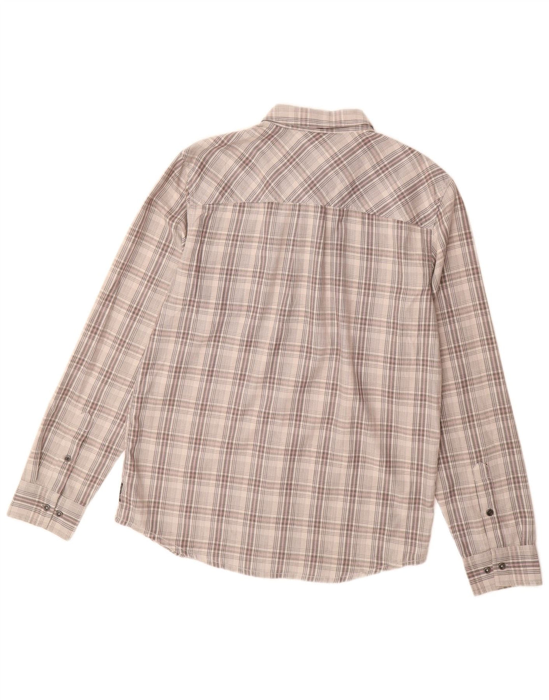PRANA Hombre Camisa De Franela De Algodón A Cuadros Gris Medio