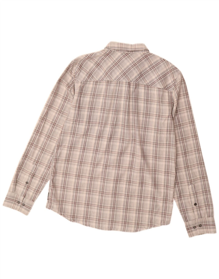 PRANA Hombre Camisa De Franela De Algodón A Cuadros Gris Medio