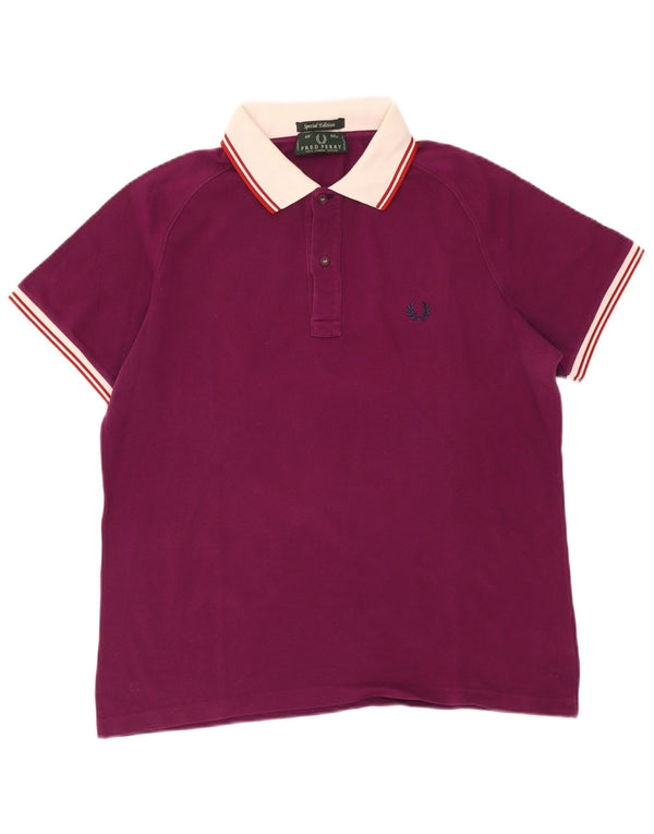 Fred Perry Polo De Rugby De Edición Especial Para Hombre Grande Granate A Rayas