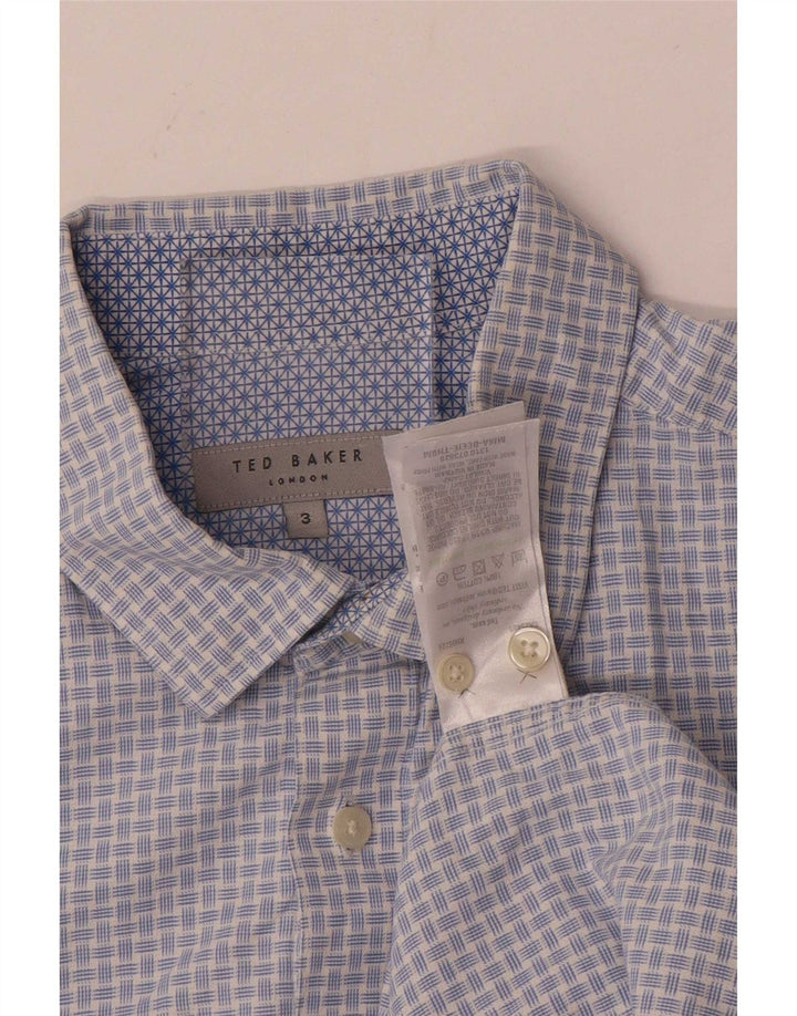 Ted Baker Camisa para hombre Talla 3 Algodón a cuadros azul mediano