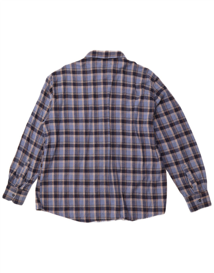 SEA BARRIER Camisa de franela para hombre XL Algodón a cuadros azul