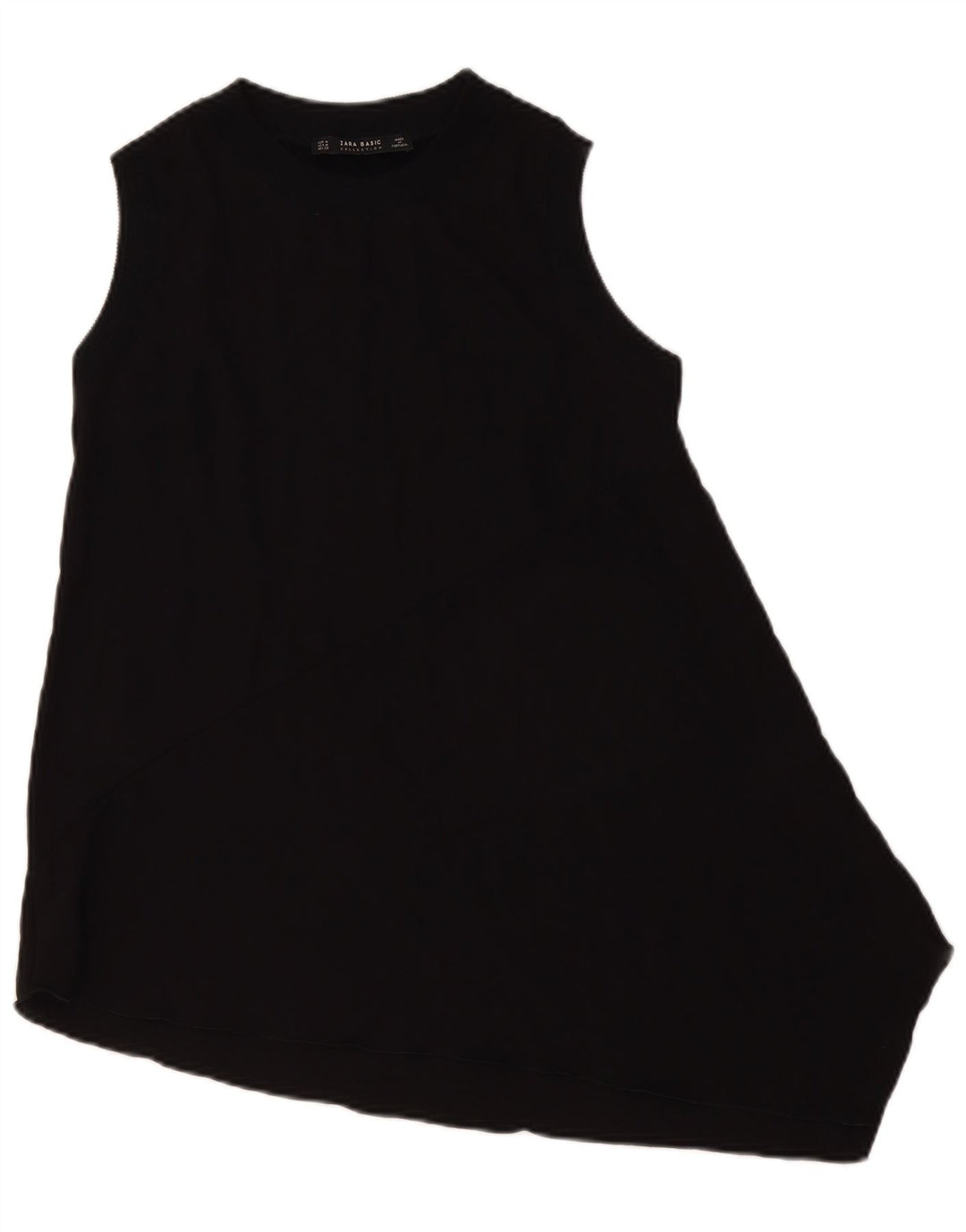 ZARA Womens Sleeveless Asymmetric Tunic Top UK 12 Medium Black Colourblock
