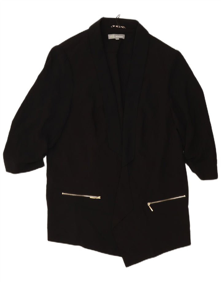 MARKS & SPENCER Chaqueta tipo blazer abierta de manga 3/4 para mujer UK 20 2XL Negro