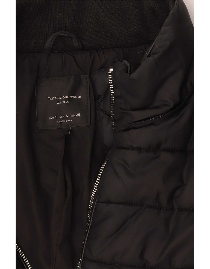 Zara Mujer Trafaluc Chaqueta Acolchada UK 10 Small Negro