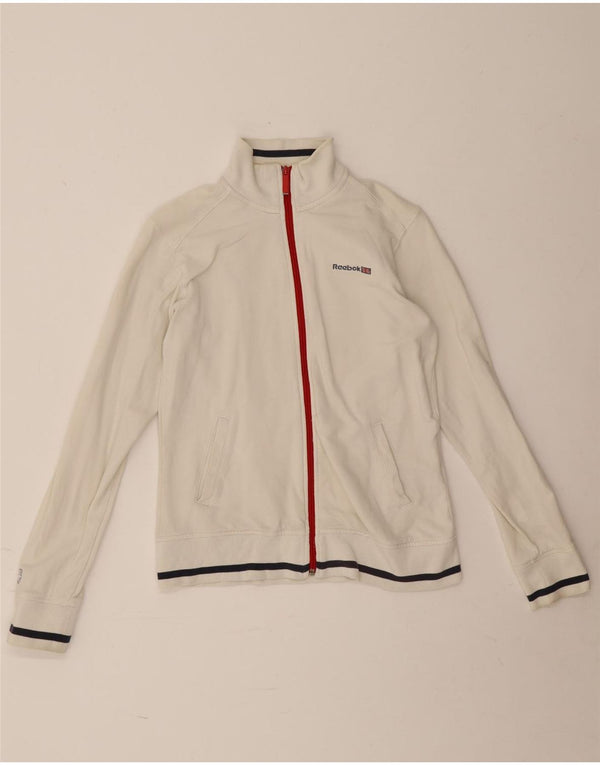 Reebok Chaqueta de chándal para mujer UK 12 Mediana Algodón blanco