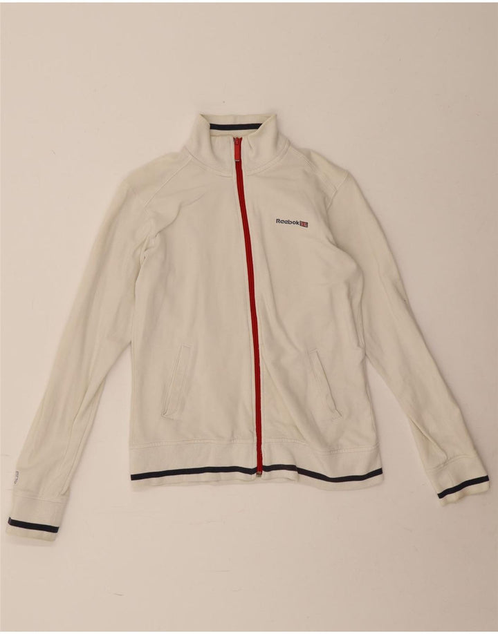 Reebok Chaqueta de chándal para mujer UK 12 Mediana Algodón blanco