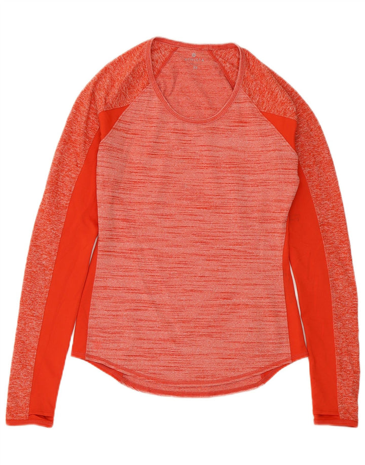 ATHLETA Top de mujer de manga larga UK 6 XS Poliéster moteado rojo