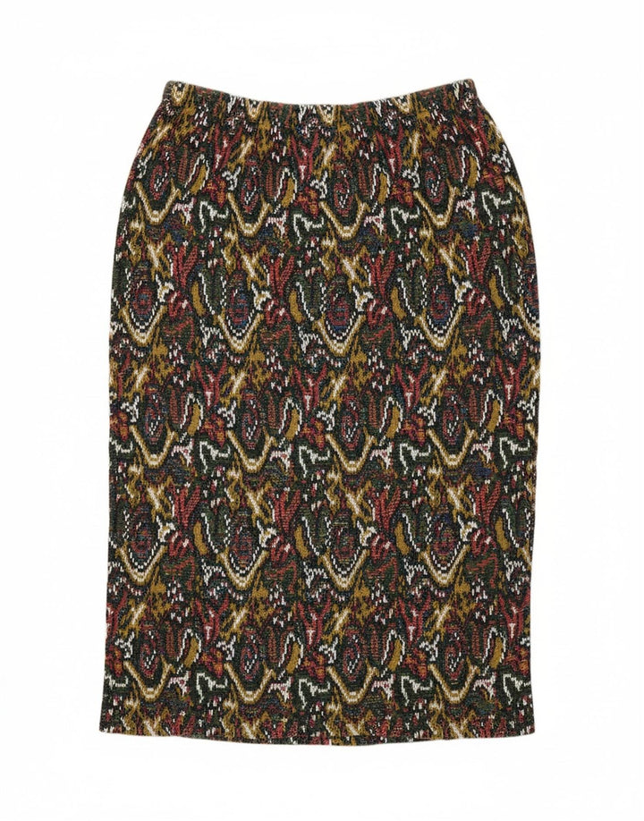 VINTAGE Womens Abstract Pattern Midi Skirt Large W32 Multicoloured Cotton