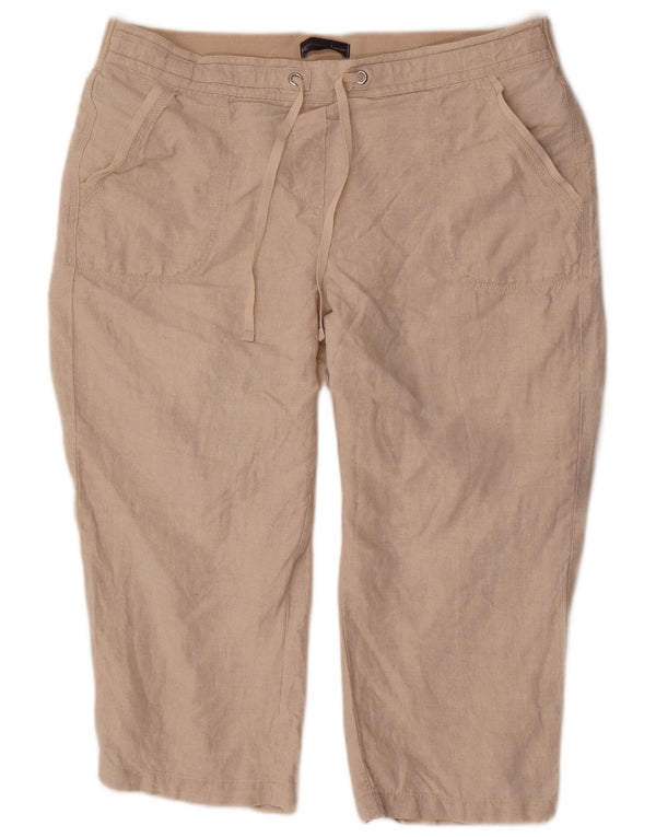 Marks & Spencer Pantalones Capri para Mujer UK 18 XL W38 L22 Lino Beige
