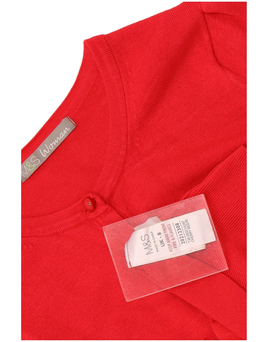 Marks & Spencer Suéter tipo cárdigan para mujer UK 8 Small Viscosa roja