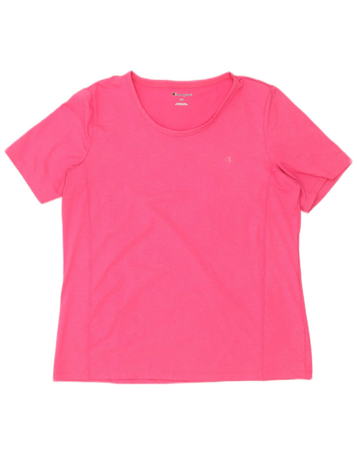 Champion Camiseta para mujer Top UK 46 Grande Rosa Geométrico Poliéster