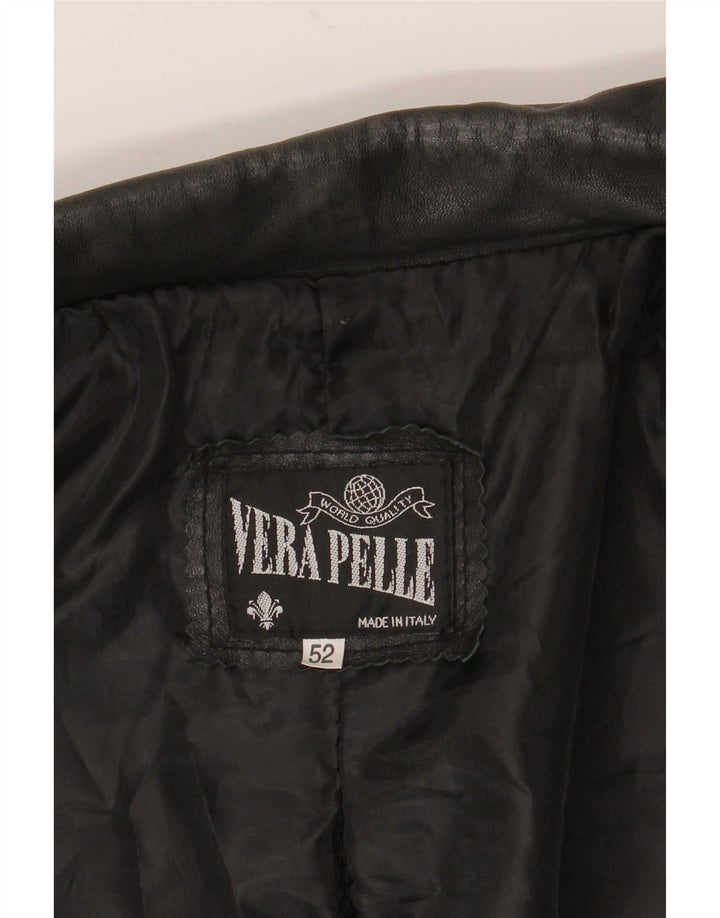 Vintage hombres 3 botones cuero Blazer chaqueta IT 52 XL cuero negro
