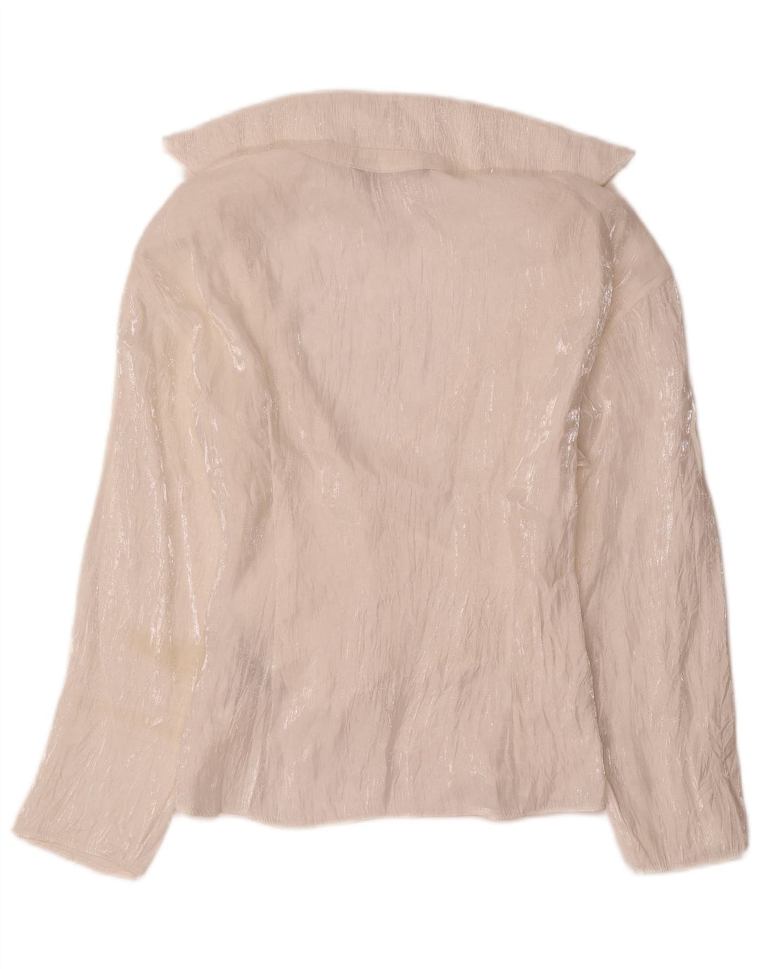 Zara Mujer Blusa De Manga Larga Top UK 42 Medio Viscosa Blanca