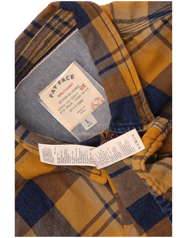 Camisa de franela de corte estándar para hombre de Fat Face de algodón a cuadros amarillos grandes